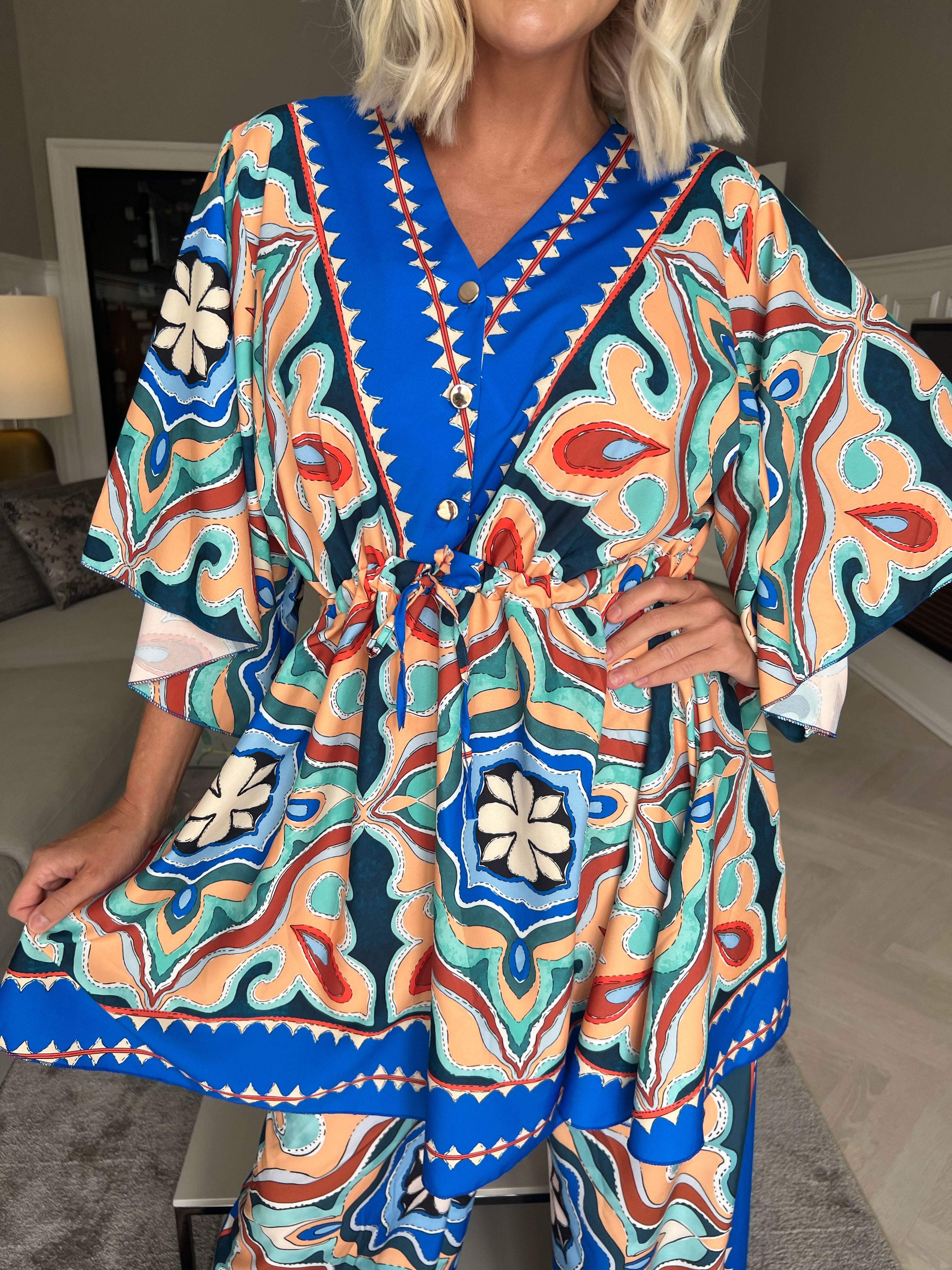 Yeva Tunika - Lang mønstret tunika med bindebånd